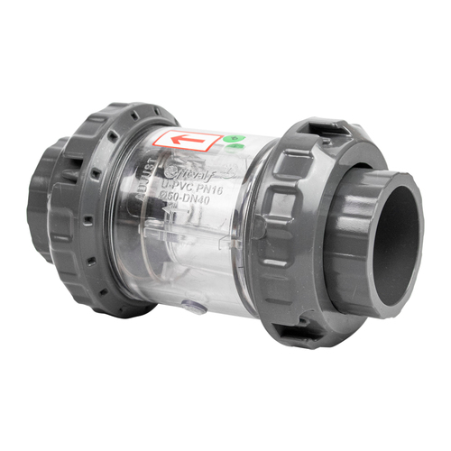 Прозорий зворотній клапан пружинний 63мм, PN16, Fitvalf