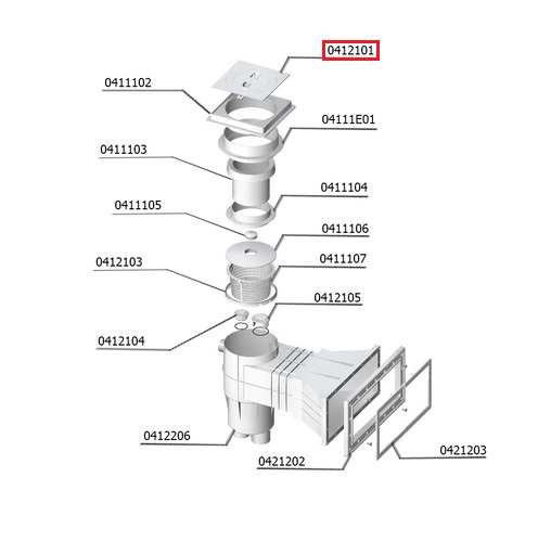 Квадратна кришка скіммера LUX з захисним замком