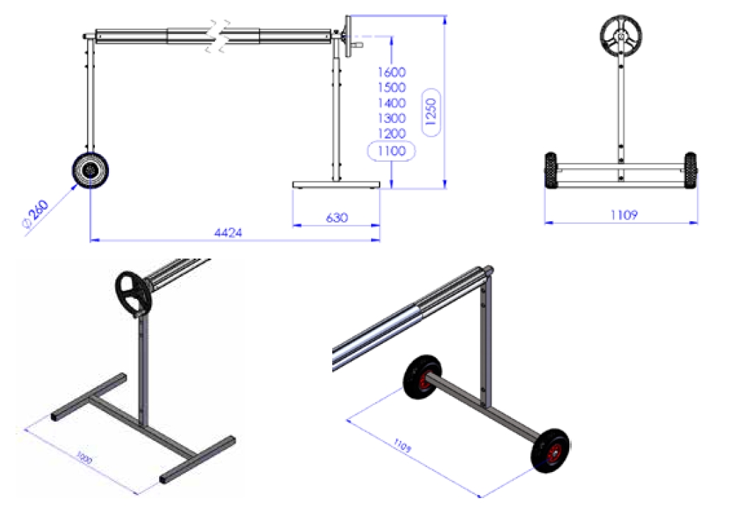 Скатуючий пристрій Vega max 4-6х13м, високі стійки