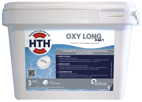 Таблетки кисню багатофункціональні hth 3в1 200г, 3,2кг (Франція), OXYGEN 3 в 1