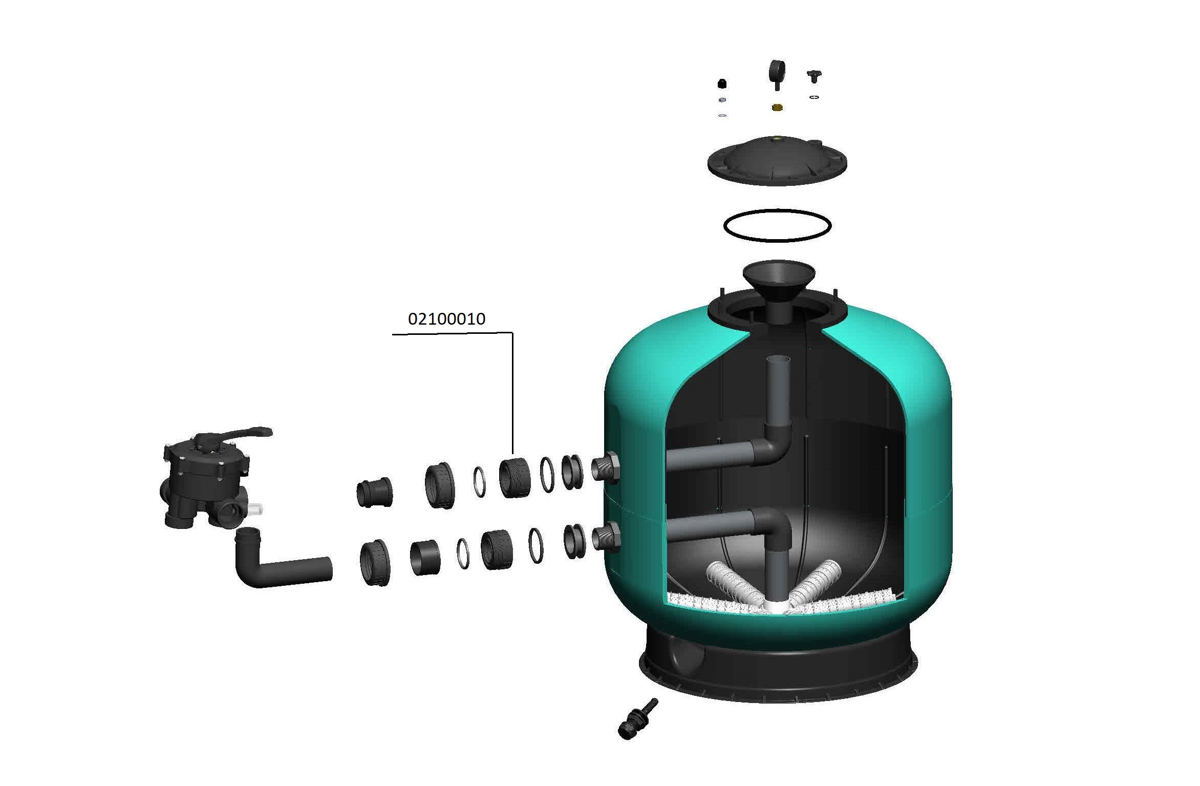 Гайки для з'єднання клапана до фільтру PG series D.800мм