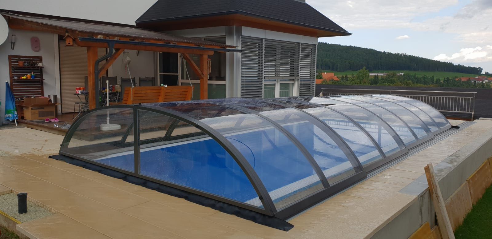 Павільйон Compact з прозорим полікарбонатом розміром 4,30х8,54х0.88м